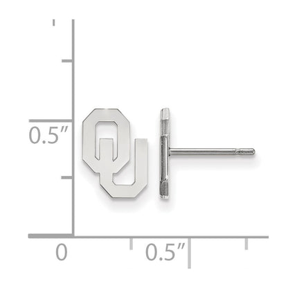 14K White Gold Logoart University Of Oklahoma O U Extra Small Post Earrings