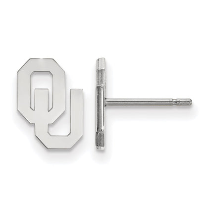 10K White Gold Logoart University Of Oklahoma O U Extra Small Post Earrings
