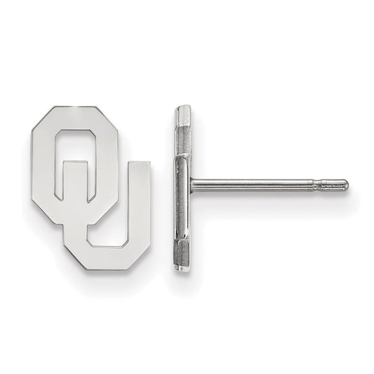 10K White Gold Logoart University Of Oklahoma O U Extra Small Post Earrings