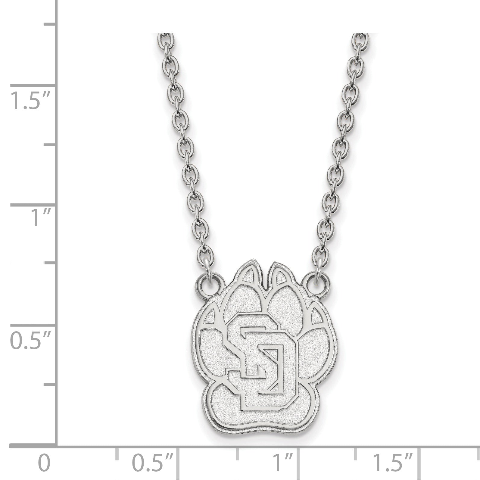 Sterling Silver Rhodium Plated Logoart University Of South Dakota Large Pendant 18 Inch Necklace