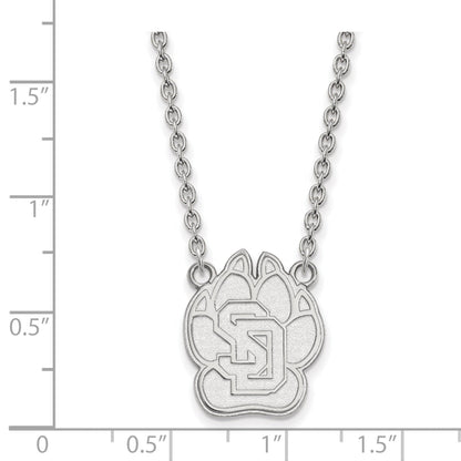 Sterling Silver Rhodium Plated Logoart University Of South Dakota Large Pendant 18 Inch Necklace