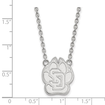 10K White Gold Logoart University Of South Dakota Large Pendant 18 Inch Necklace