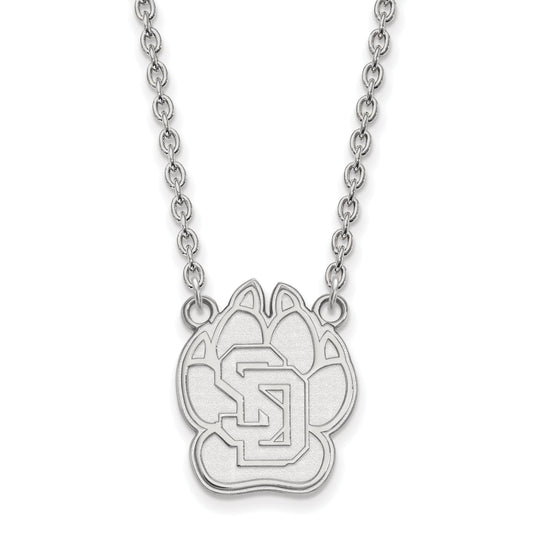 Sterling Silver Rhodium Plated Logoart University Of South Dakota Large Pendant 18 Inch Necklace