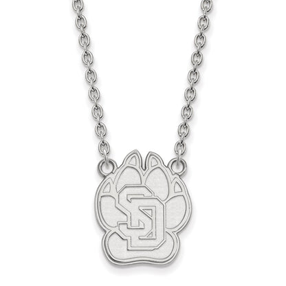 10K White Gold Logoart University Of South Dakota Large Pendant 18 Inch Necklace