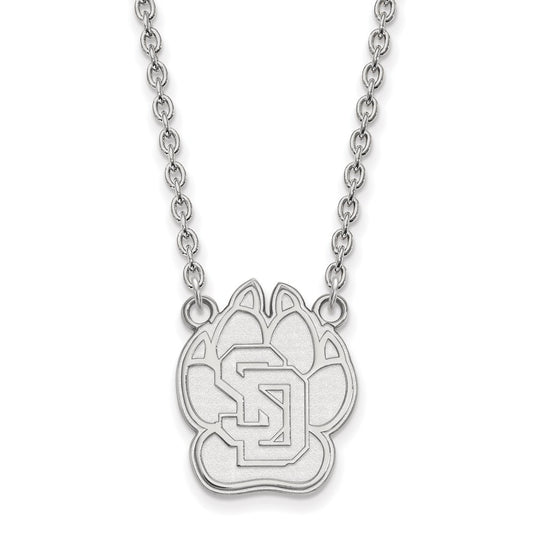 10K White Gold Logoart University Of South Dakota Large Pendant 18 Inch Necklace