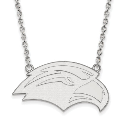 Sterling Silver Rhodium Plated Logoart University Of Southern Mississippi Eagle Large Pendant 18 Inch Necklace