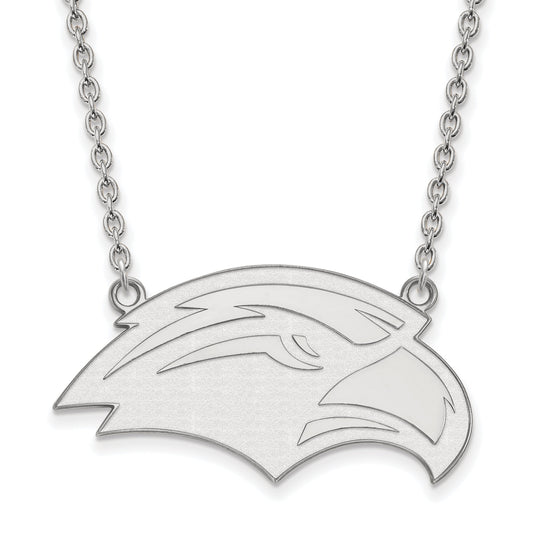 Sterling Silver Rhodium Plated Logoart University Of Southern Mississippi Eagle Large Pendant 18 Inch Necklace