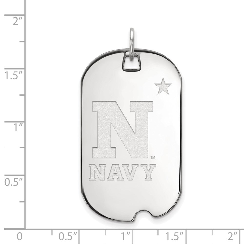 14K White Gold Logoart Us Naval Academy Large Dog Tag Pendant