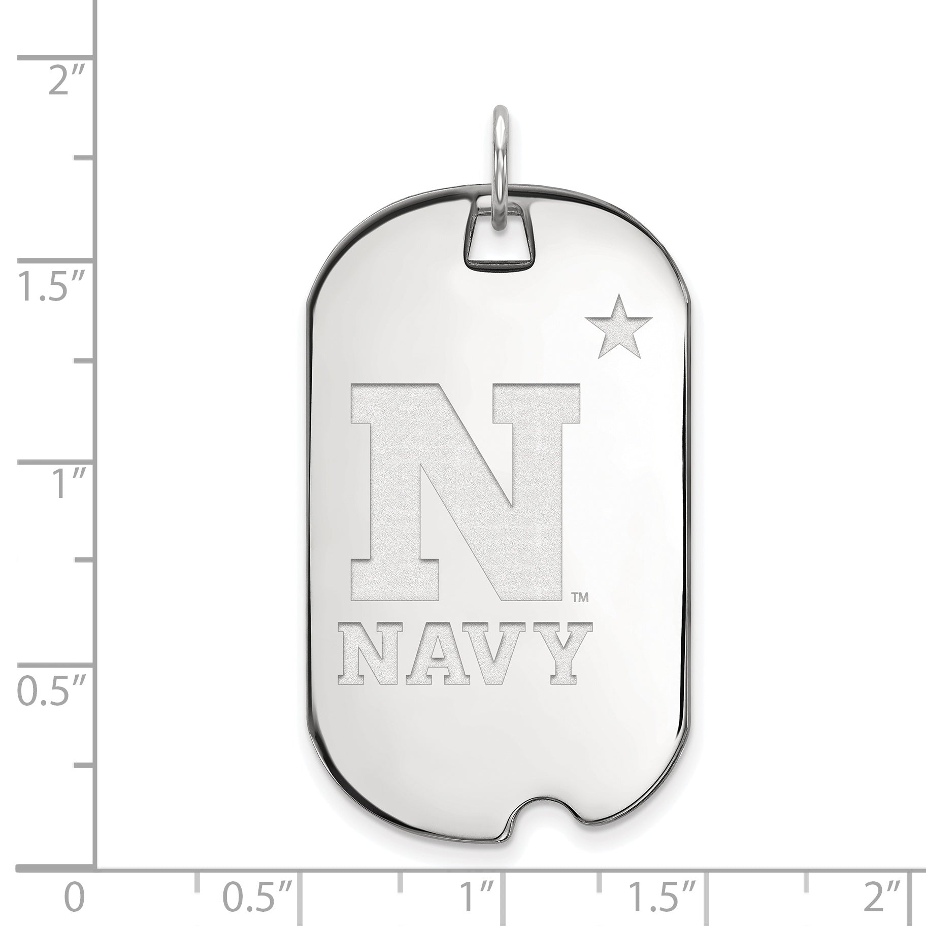 Sterling Silver Rhodium Plated Logoart Us Naval Academy Large Dog Tag Pendant