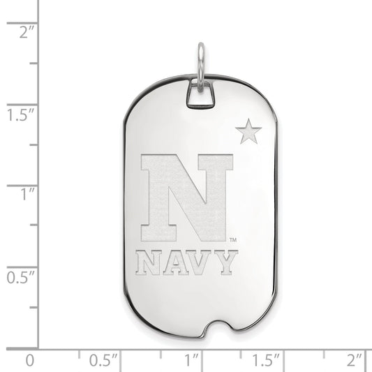 Sterling Silver Rhodium Plated Logoart Us Naval Academy Large Dog Tag Pendant