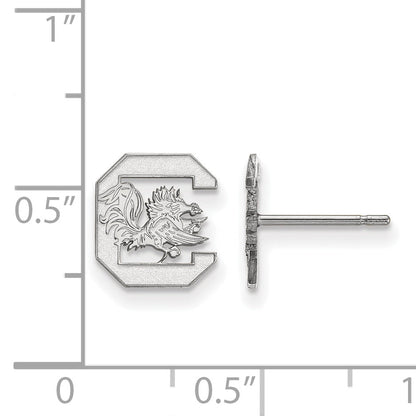 Sterling Silver Rhodium Plated Logoart University Of South Carolina Extra Small Post Earrings