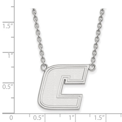 Sterling Silver Rhodium Plated Logoart University Of Tennessee At Chattanooga Letter C Large Pendant 18 Inch Necklace