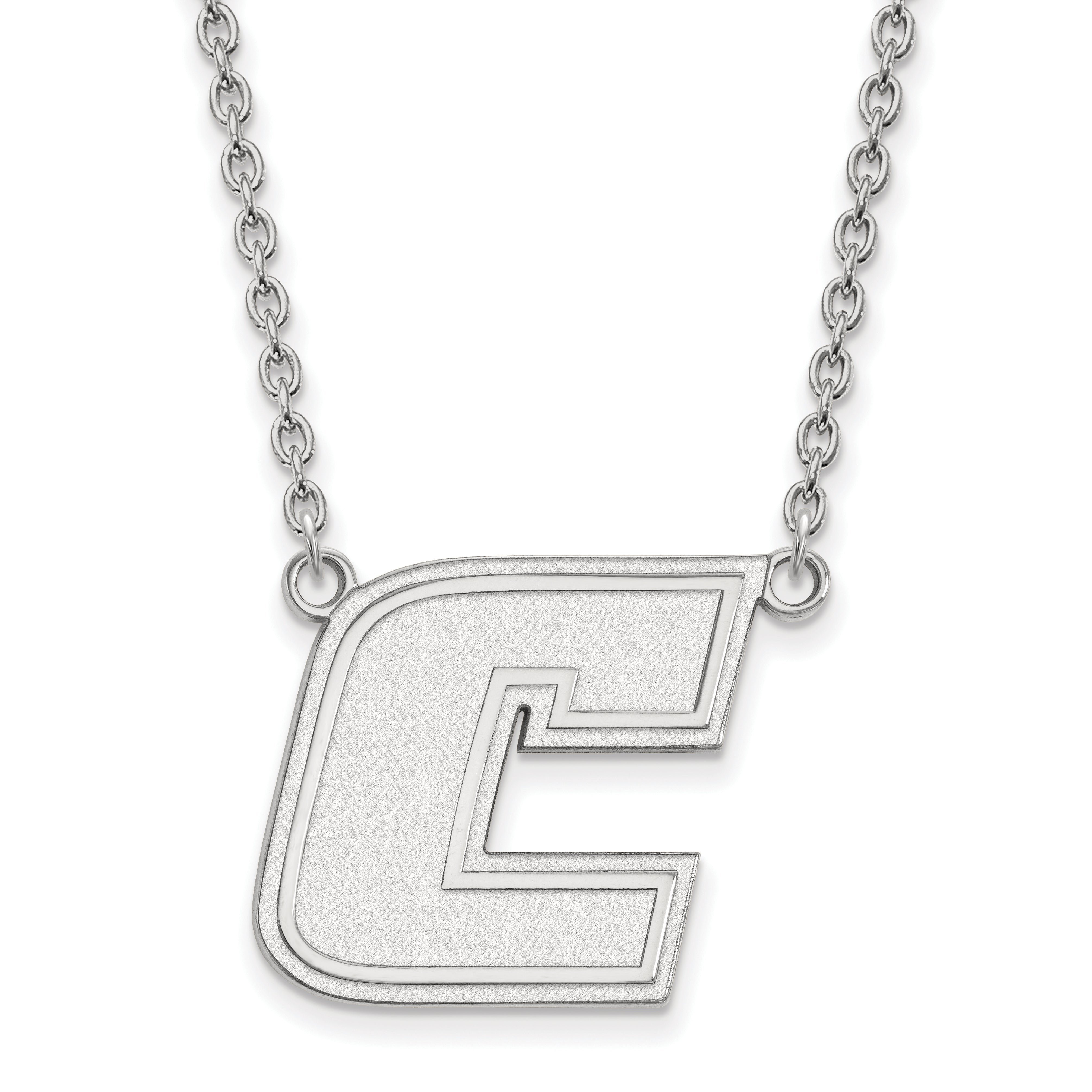 Sterling Silver Rhodium Plated Logoart University Of Tennessee At Chattanooga Letter C Large Pendant 18 Inch Necklace