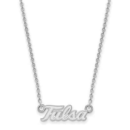 10K White Gold Logoart University Of Tulsa T U Small Pendant 18 Inch Necklace