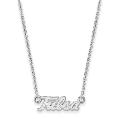 Sterling Silver Rhodium Plated Logoart University Of Tulsa T U Small Pendant 18 Inch Necklace