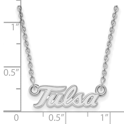 14K White Gold Logoart University Of Tulsa T U Small Pendant 18 Inch Necklace