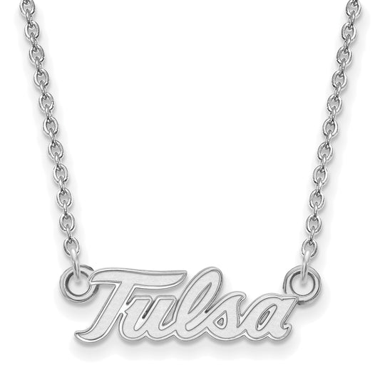 Sterling Silver Rhodium Plated Logoart University Of Tulsa T U Small Pendant 18 Inch Necklace