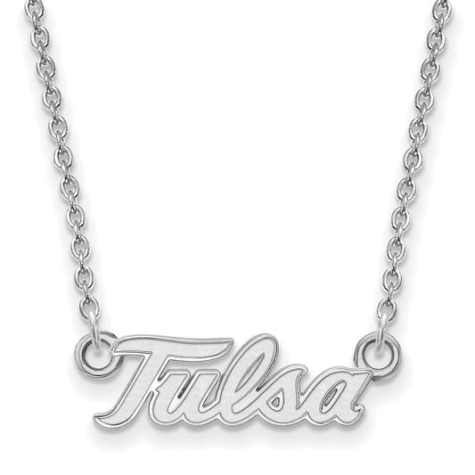 Sterling Silver Rhodium Plated Logoart University Of Tulsa T U Small Pendant 18 Inch Necklace