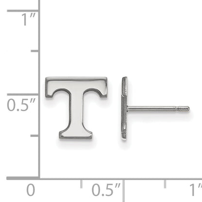 Sterling Silver Rhodium Plated Logoart University Of Tennessee Letter T Extra Small Post Earrings
