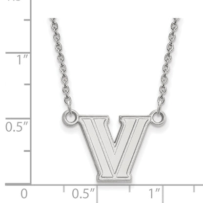 Sterling Silver Rhodium Plated Logoart Villanova University Letter V Small Pendant 18 Inch Necklace