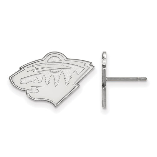 14K White Gold Nhl Logoart Minnesota Wild Small Post Earrings