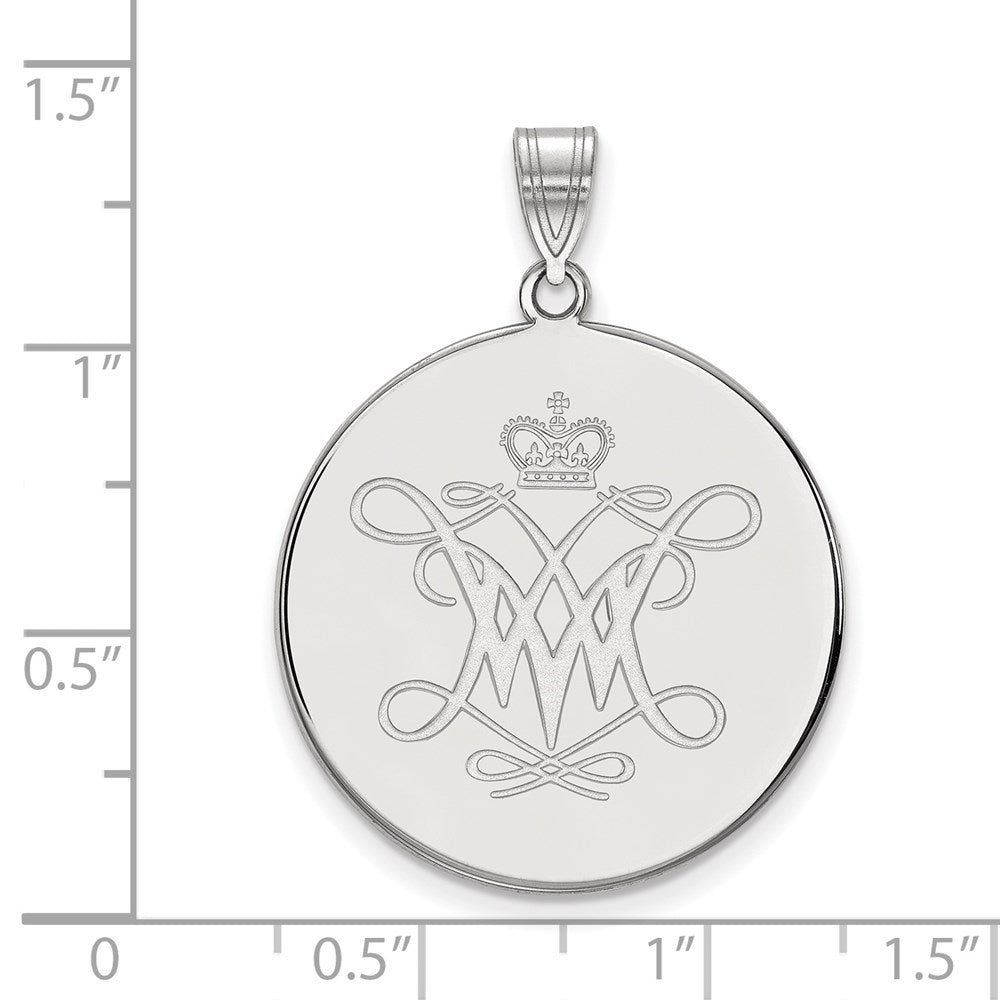 14K White Gold Logoart College Of William And Mary Extra Large Disc Pendant