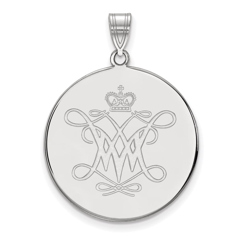 14K White Gold Logoart College Of William And Mary Extra Large Disc Pendant
