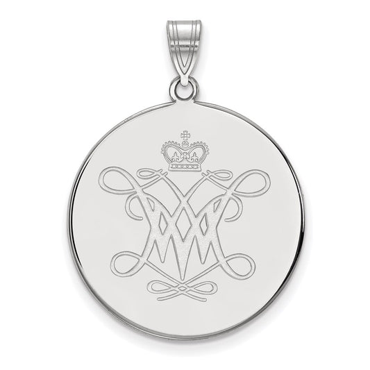Sterling Silver Rhodium Plated Logoart College Of William And Mary Extra Large Disc Pendant