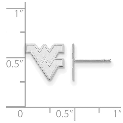 14K White Gold Logoart West Virginia University W V Extra Small Post Earrings