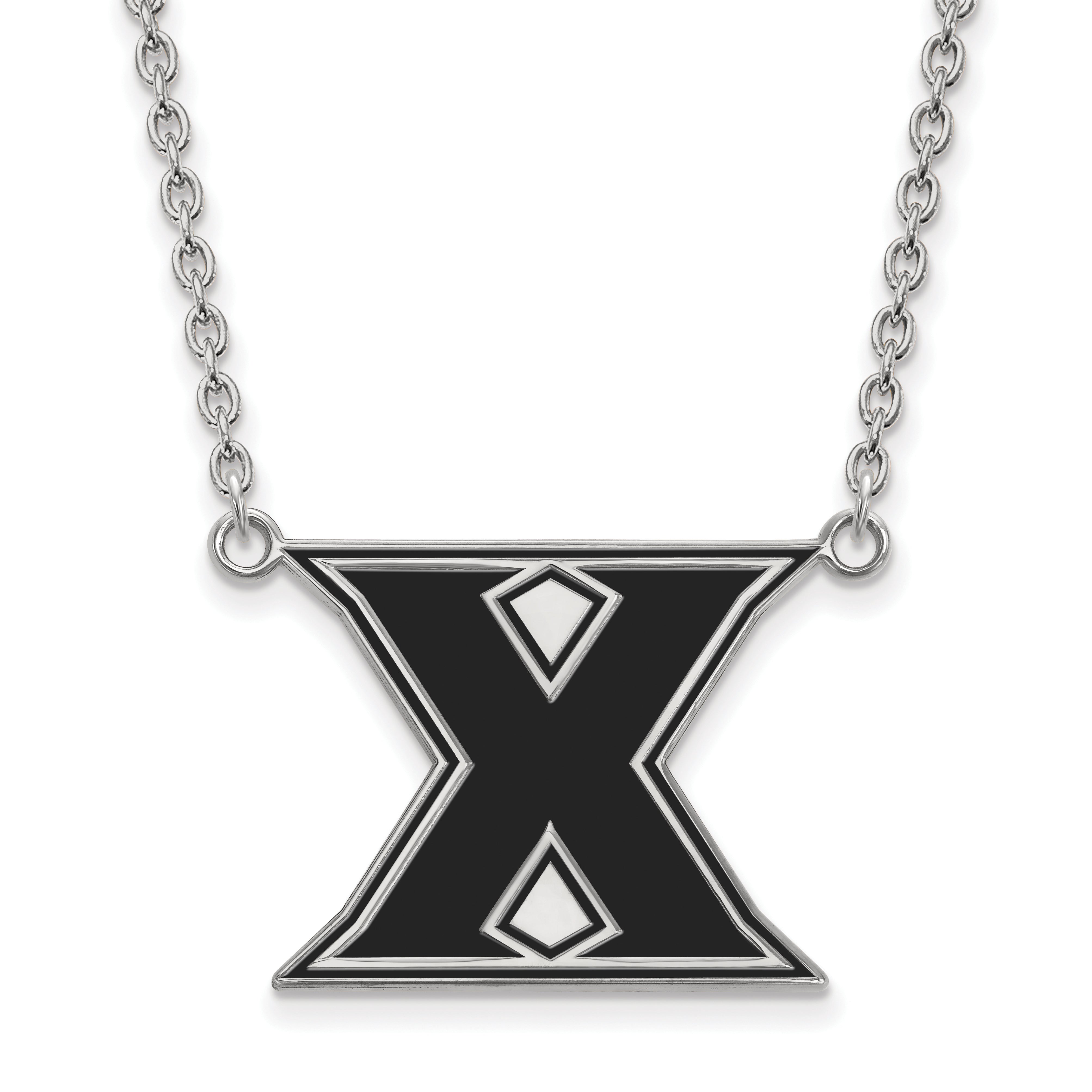 Sterling Silver Rhodium Plated Logoart Xavier University Letter X Large Enameled Pendant 18 Inch Necklace