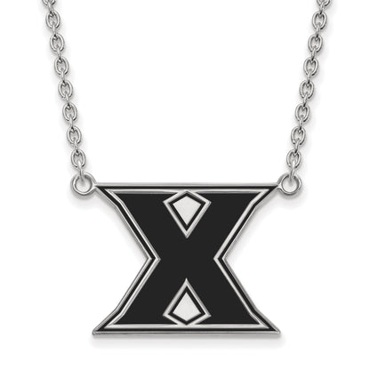 Sterling Silver Rhodium Plated Logoart Xavier University Letter X Large Enameled Pendant 18 Inch Necklace