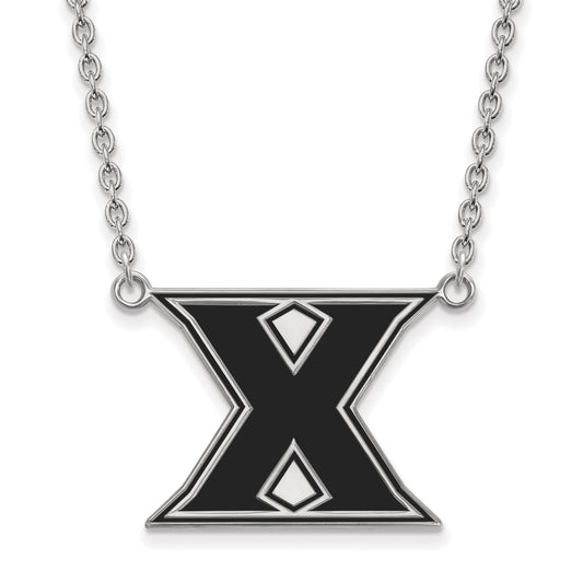 Sterling Silver Rhodium Plated Logoart Xavier University Letter X Large Enameled Pendant 18 Inch Necklace