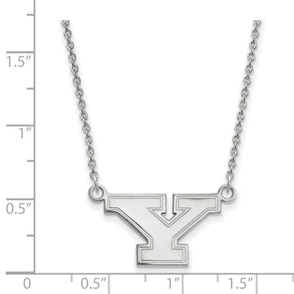 Sterling Silver Rhodium Plated Logoart Youngstown State University Letter Y Small Pendant 18 Inch Necklace
