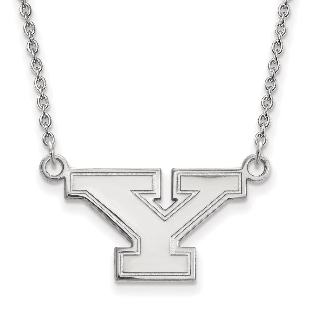 14K White Gold Logoart Youngstown State University Letter Y Small Pendant 18 Inch Necklace