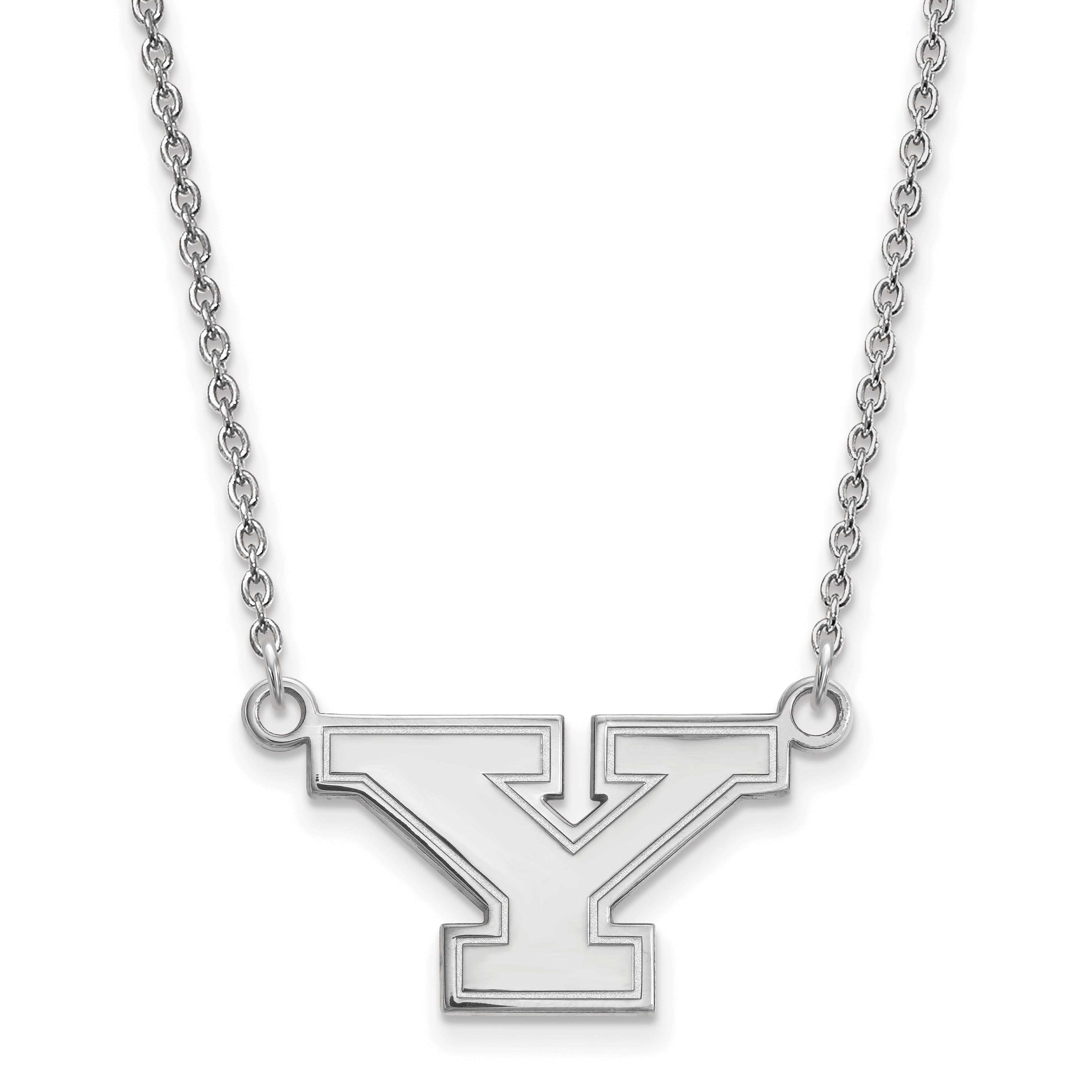 Sterling Silver Rhodium Plated Logoart Youngstown State University Letter Y Small Pendant 18 Inch Necklace