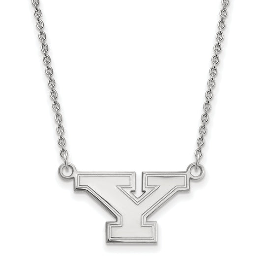 Sterling Silver Rhodium Plated Logoart Youngstown State University Letter Y Small Pendant 18 Inch Necklace