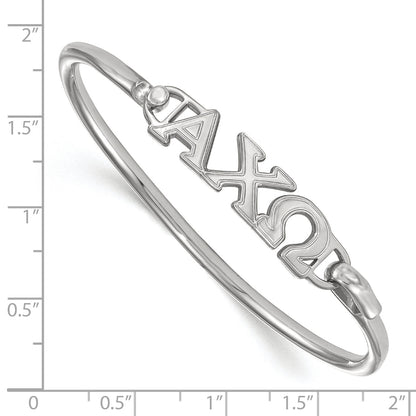 Sterling Silver S. Rh Plated Logoart Alpha Chi Omega Small Hook And Clasp Bangle