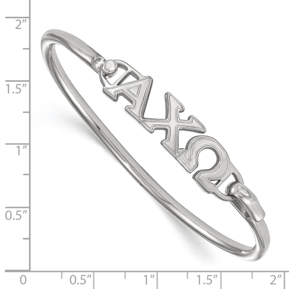 Sterling Silver Logoart Alpha Chi Omega Large Hook And Clasp Bangle