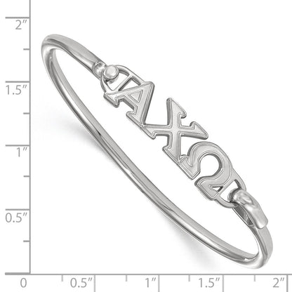 Sterling Silver S. Rh Plated Logoart Alpha Chi Omega Small Hook And Clasp Bangle