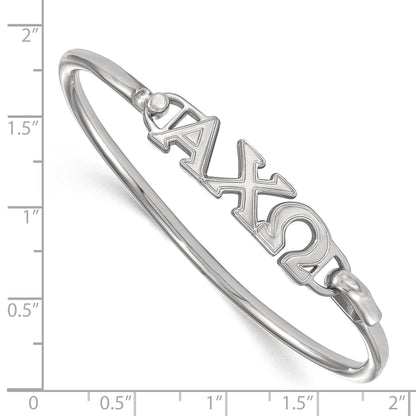 Sterling Silver S. Rh Plated Logoart Alpha Chi Omega Small Hook And Clasp Bangle