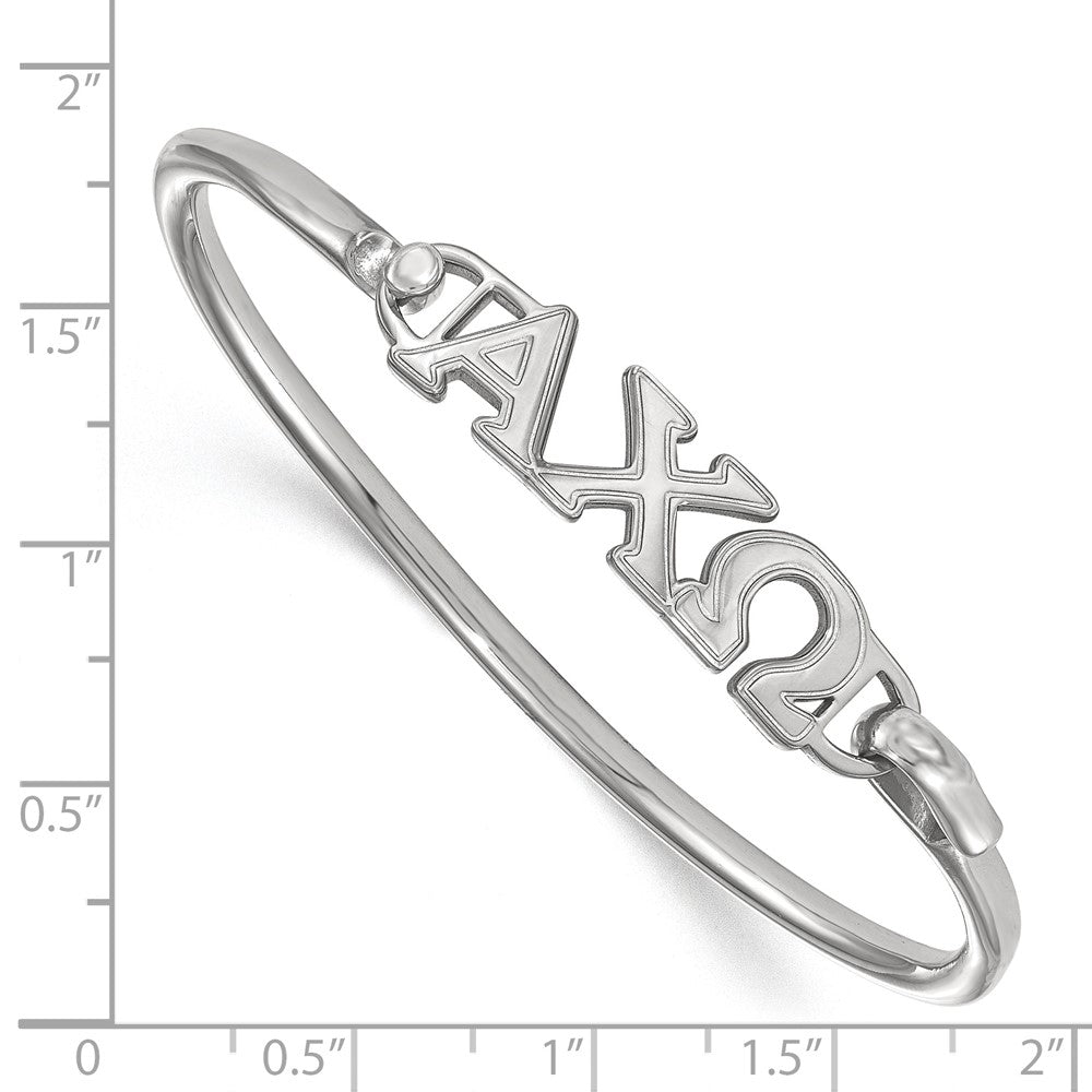 Sterling Silver S. Rh Plated Logoart Alpha Chi Omega Large Hook And Clasp Bangle