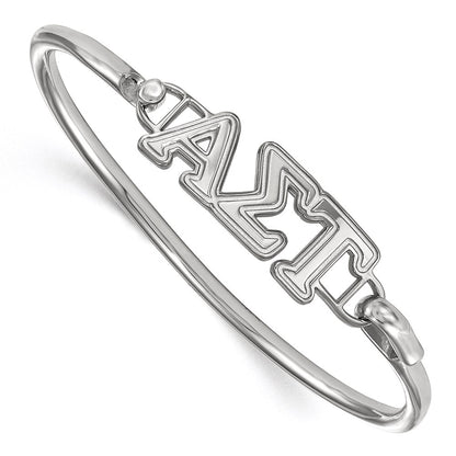 Sterling Silver S. Rh Plated Logoart Alpha Sigma Tau Small Hook And Clasp Bangle