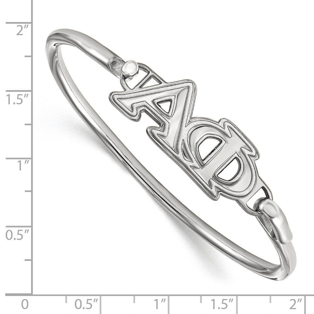 Sterling Silver Rh Plated Logoart Alpha Phi Small Hook And Clasp Bangle