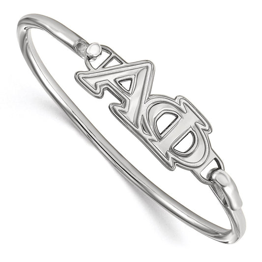 Sterling Silver Rh Plated Logoart Alpha Phi Small Hook And Clasp Bangle