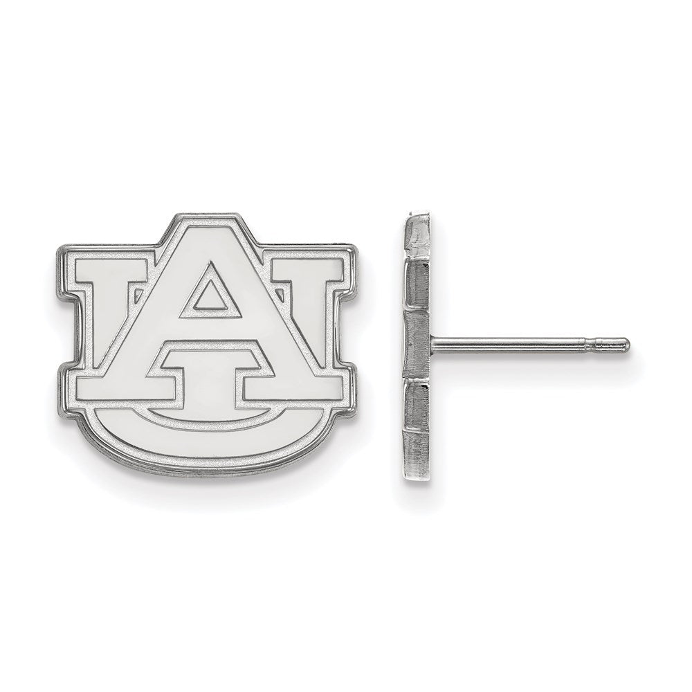 14K White Gold Logoart Auburn University A U Small Post Earrings