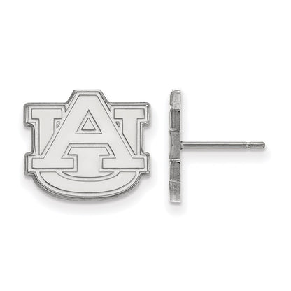 Sterling Silver Rhodium Plated Logoart Auburn University A U Small Post Earrings