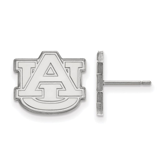 Sterling Silver Rhodium Plated Logoart Auburn University A U Small Post Earrings