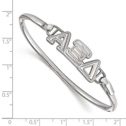 Sterling Silver S. Rh Plated Logoart Alpha Xi Delta Small Hook And Clasp Bangle