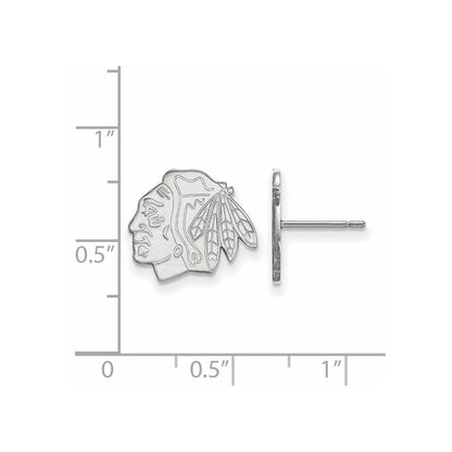 14K White Gold Nhl Logoart Chicago Blackhawks Small Post Earrings
