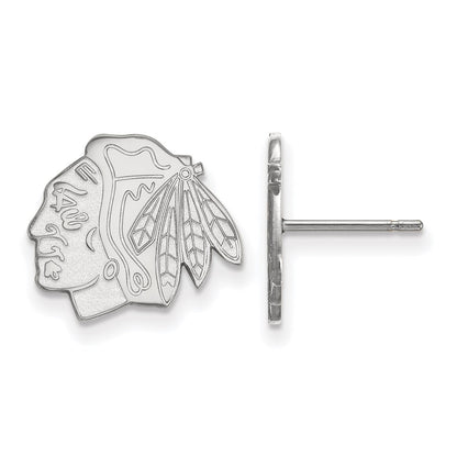 10K White Gold Nhl Logoart Chicago Blackhawks Small Post Earrings